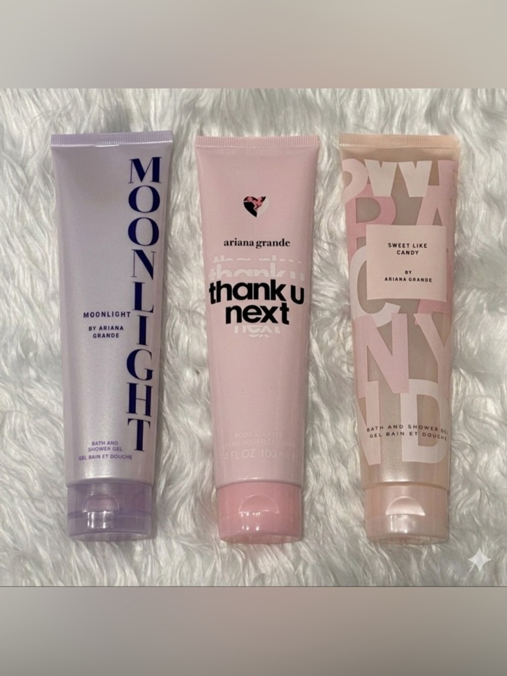 Ariana Grande Pink Thank U, Next Body Soufflé Crème,Moonlight & Sweet Like Candy